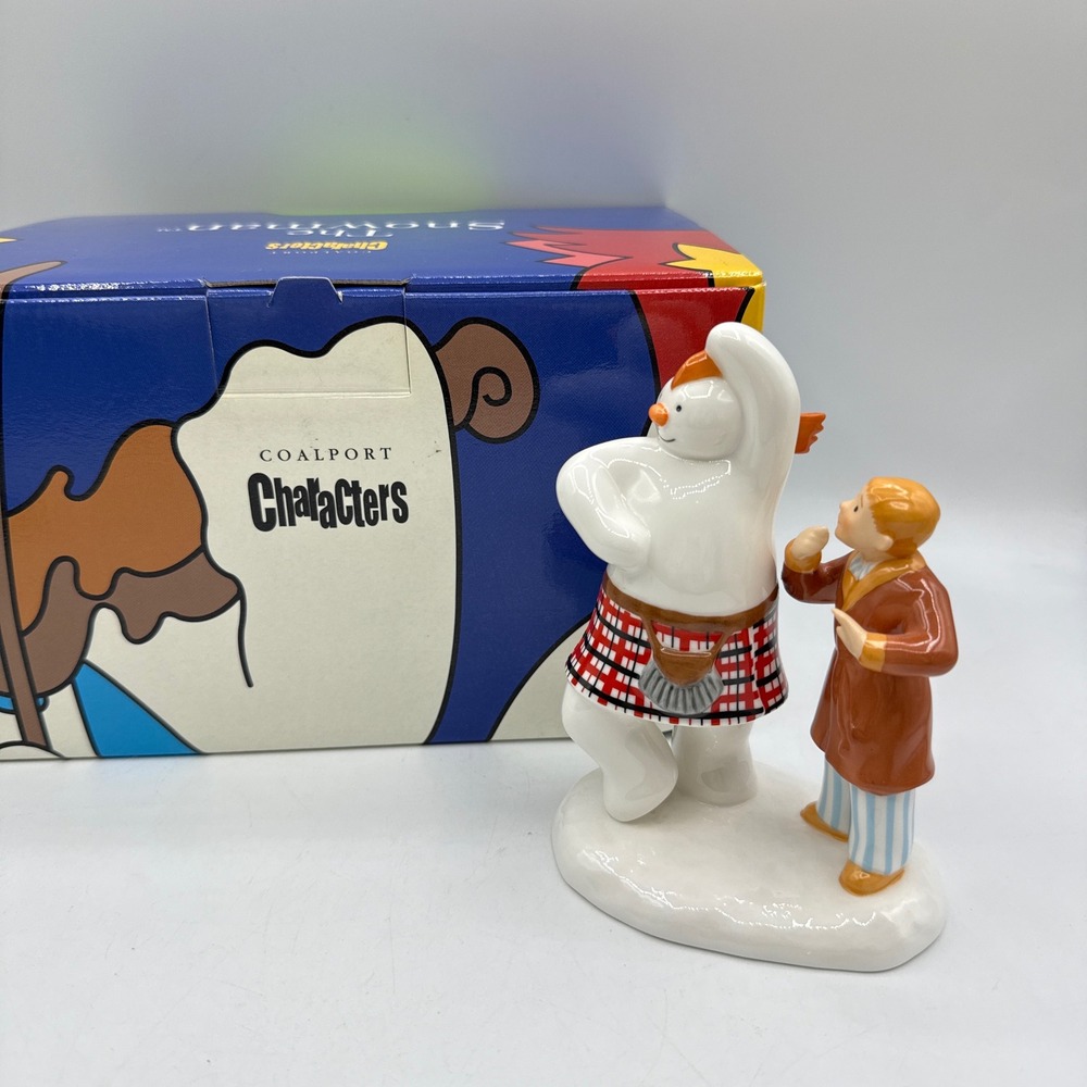 Coalport The Snowman Highland Fling Figurine White Bone China Kilt 2002 W/Box